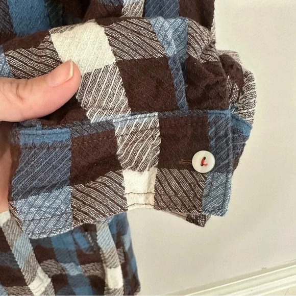 Hayden Women’s Long Sleeve Button Up Blue Plaid Top with Lace Trim Sz 1XL GUC - Picture 7 of 10